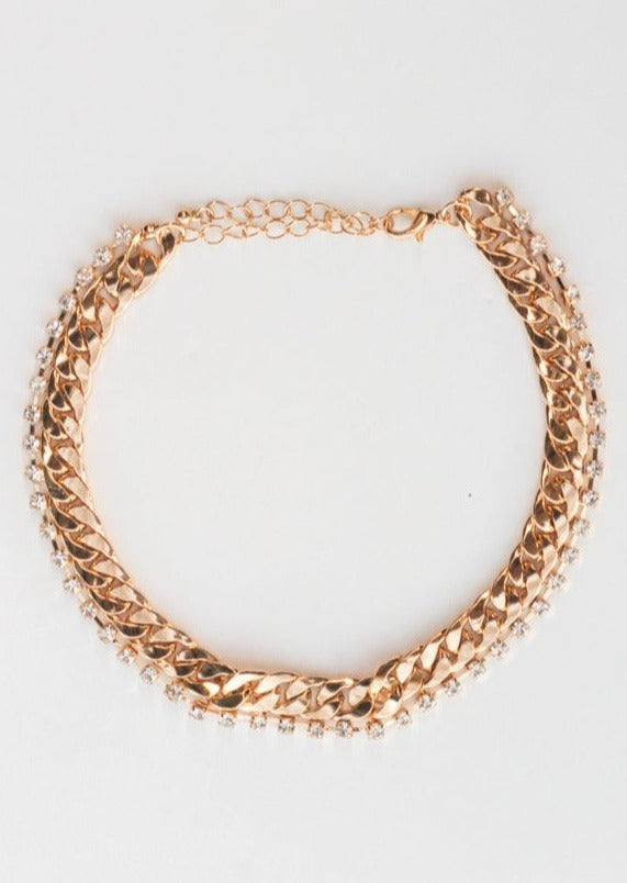 Gold Bedazzled Chain Necklace