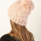 Knit Pom Pom Hat in Blush