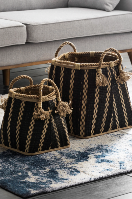 Wicker Basket with Rope Handles