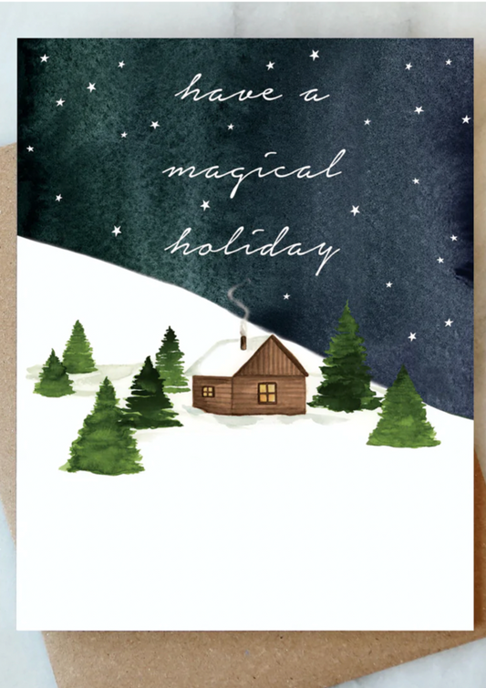 Snowy Cabin Holiday Card