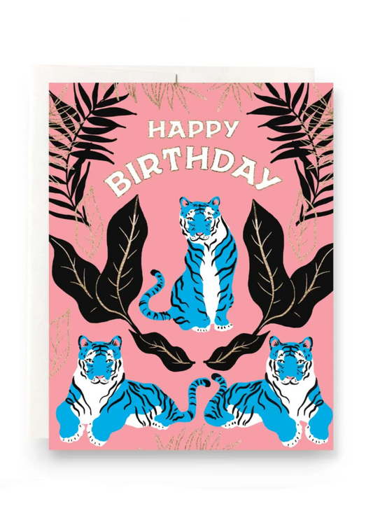 Blue Tiger Birthday Card