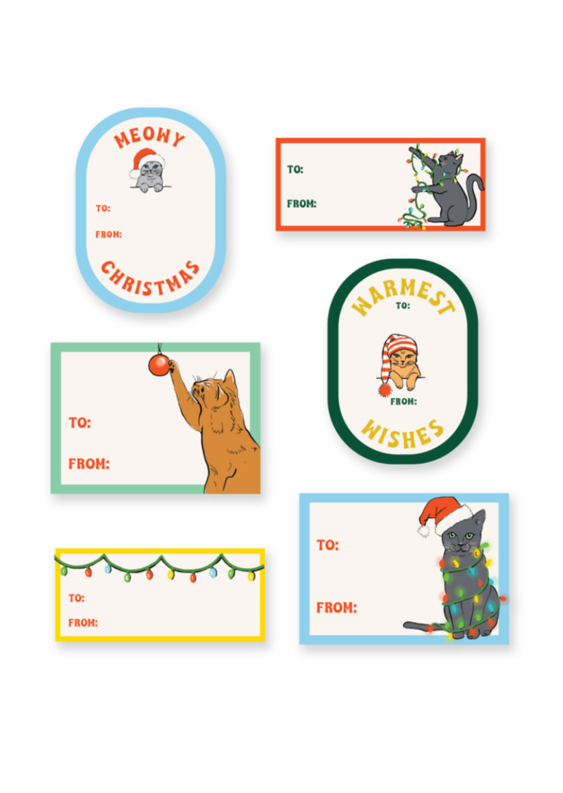 Gift Tag Stickers | Christmas Kitty