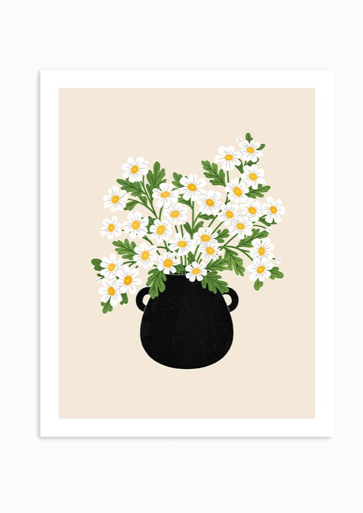 Feverfew Vase Art Print
