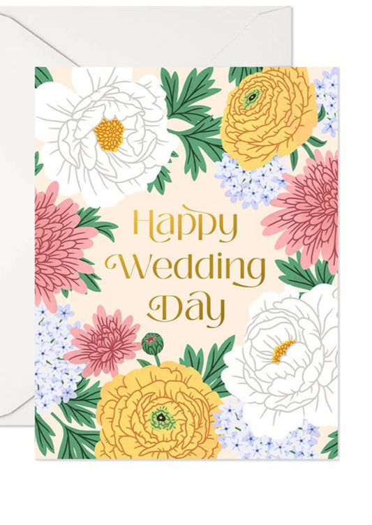 Happy Wedding Day Blooms Card