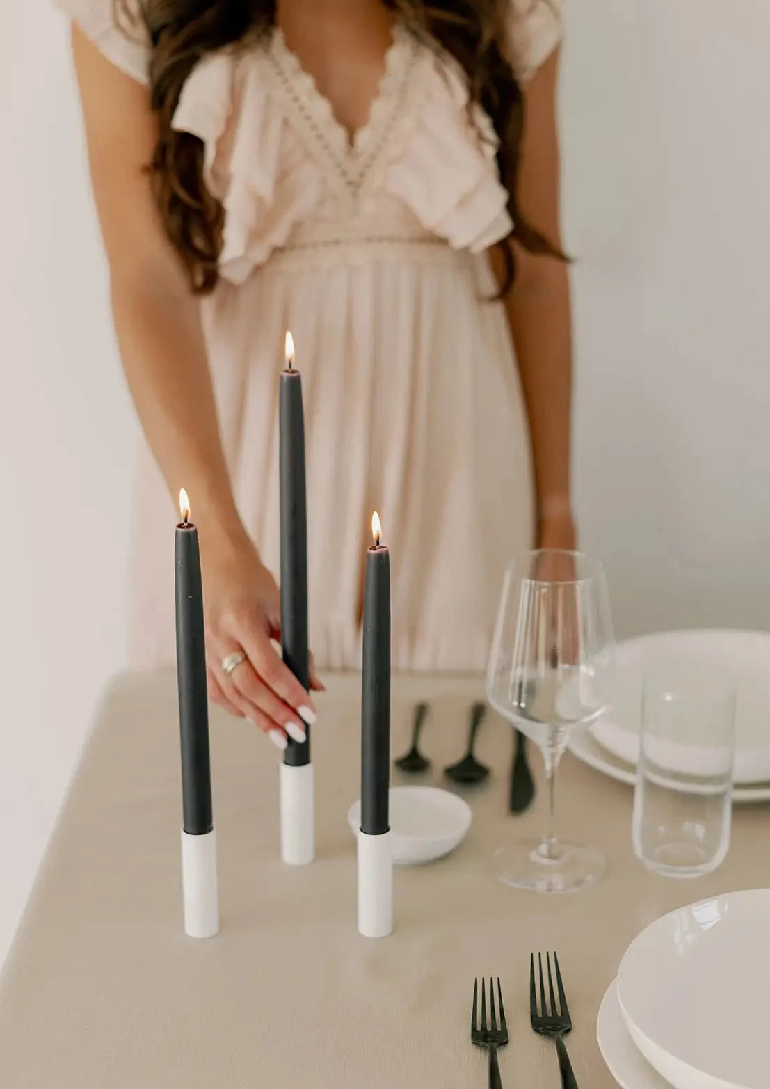 Beeswax Dipped Candles | Charcoal