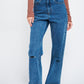 Wide Leg Denim with Ripped Knee