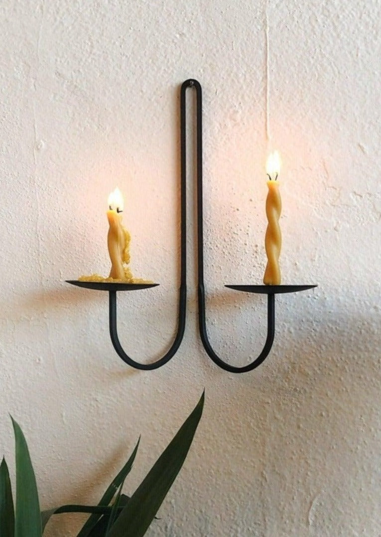 Two Arm Iron Candle Sconce